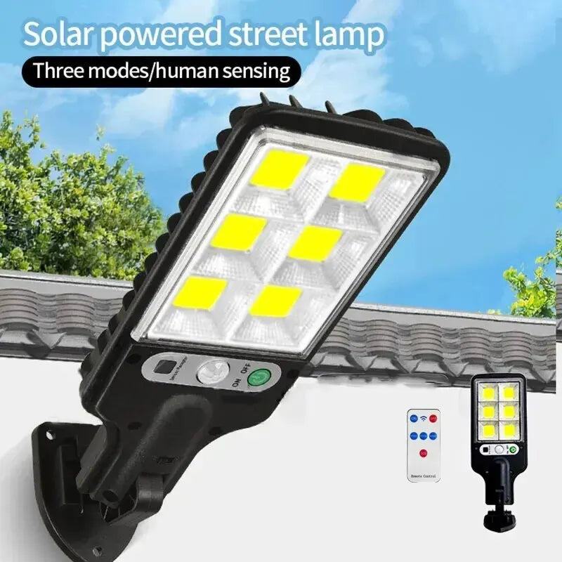 72/108 COB Sensor Solar Luzes LED para Exteriores Rua Jardim Lâmpadas Solares 3 Modos Sensor de Movimento À Prova D'água Controle Remoto Luz de Parede