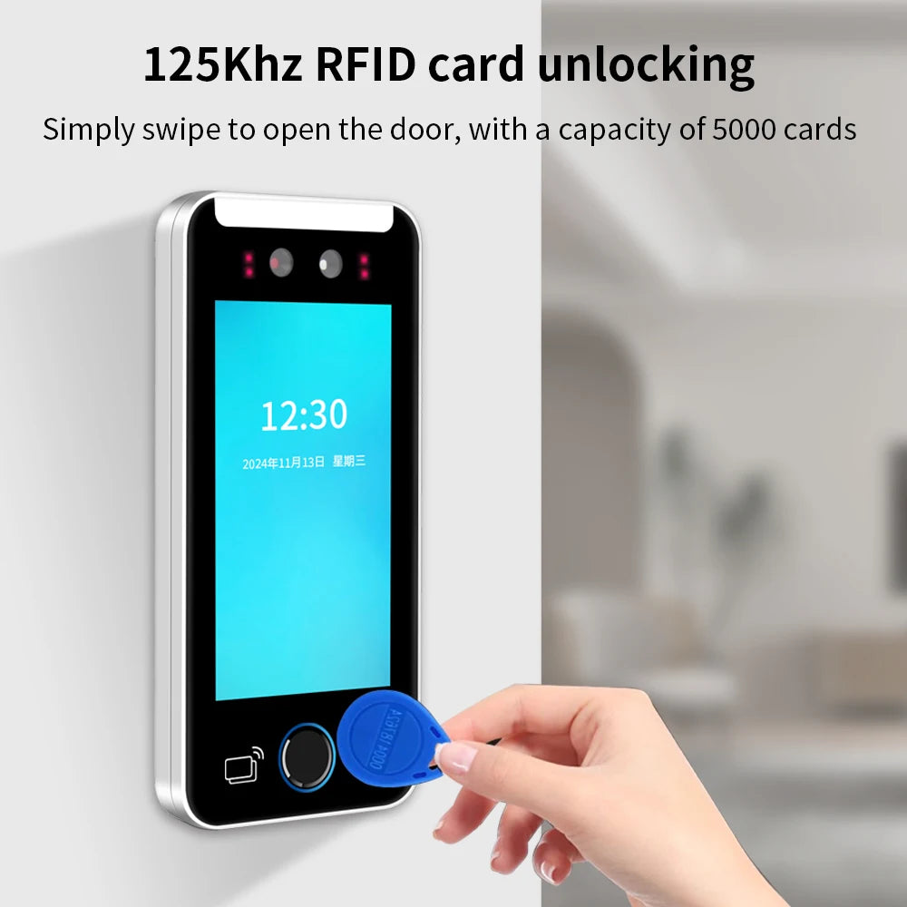 5 inch Touch Screen Server WIFI Tuya Face Recognition Fingerprint Access Control With RFID Reader Face Time Attendance Machine