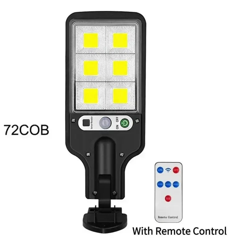 72/108 COB Sensor Solar Luzes LED para Exteriores Rua Jardim Lâmpadas Solares 3 Modos Sensor de Movimento À Prova D'água Controle Remoto Luz de Parede