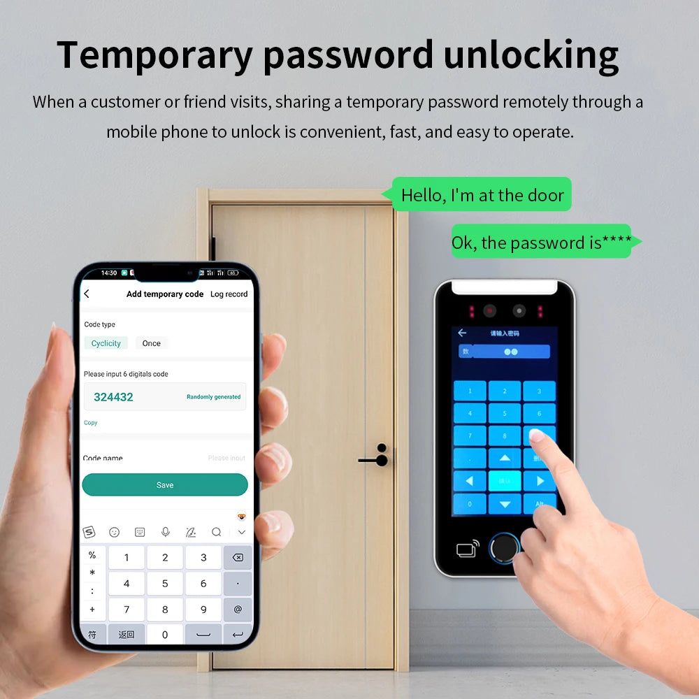 5 inch Touch Screen Server WIFI Tuya Face Recognition Fingerprint Access Control With RFID Reader Face Time Attendance Machine