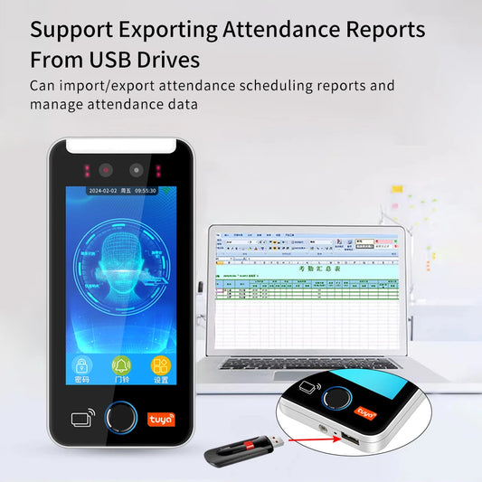 5 inch Touch Screen Server WIFI Tuya Face Recognition Fingerprint Access Control With RFID Reader Face Time Attendance Machine