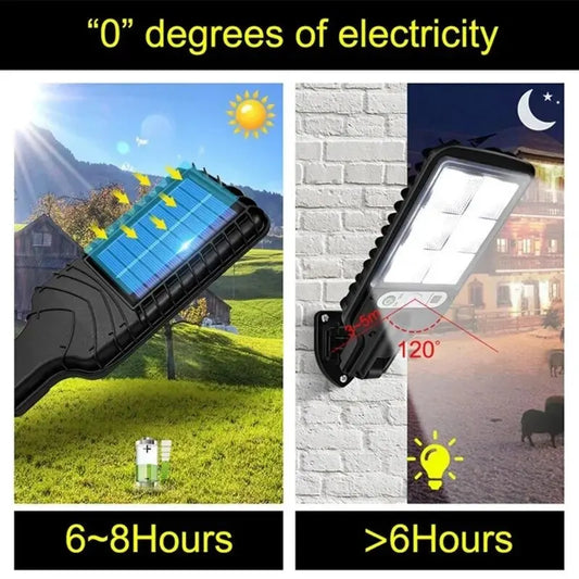 72/108 COB Sensor Solar Luzes LED para Exteriores Rua Jardim Lâmpadas Solares 3 Modos Sensor de Movimento À Prova D'água Controle Remoto Luz de Parede